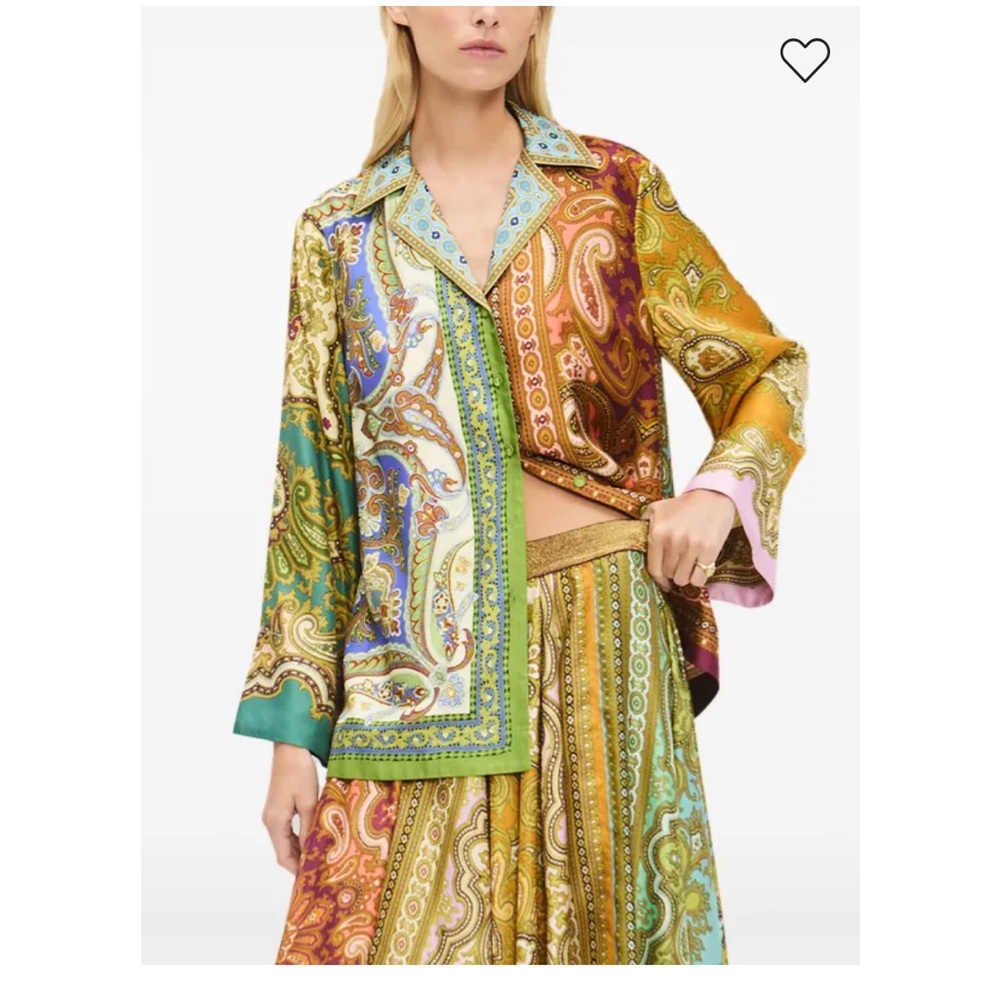 ALÉMAIS Clemenza spliced Botton Front Silk shirt